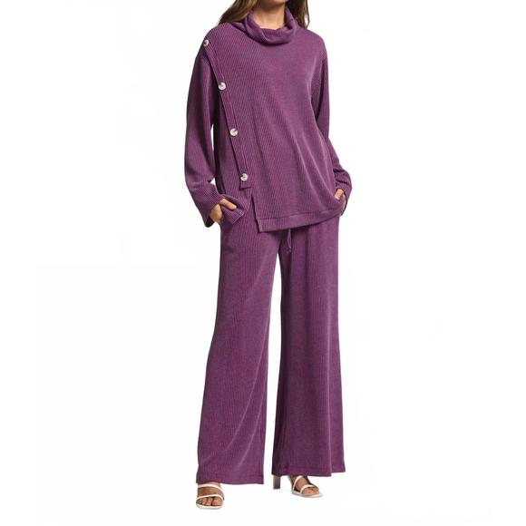 DEAR SCARLETT Pants - NEW DEAR SCARLETT ribbed pant in eggplant